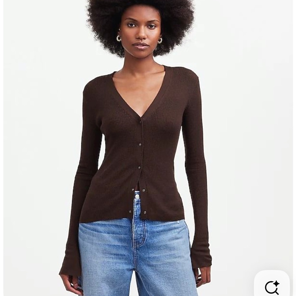 Madewell Deep Brown V-Neck Cardigan